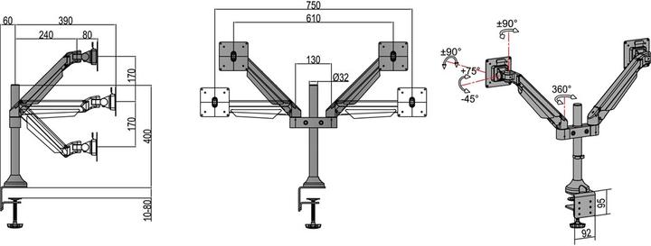 Image du produit Multibrackets MB Bras de levage à gaz HD (Tables, 32")