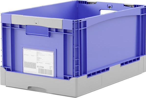 Actual product image Bito EQ folding box, with grip holes and ribbed base, LxWxH 600 x 400 x 320 mm, blue. (600 x 400 x 320 mm, 62 l)