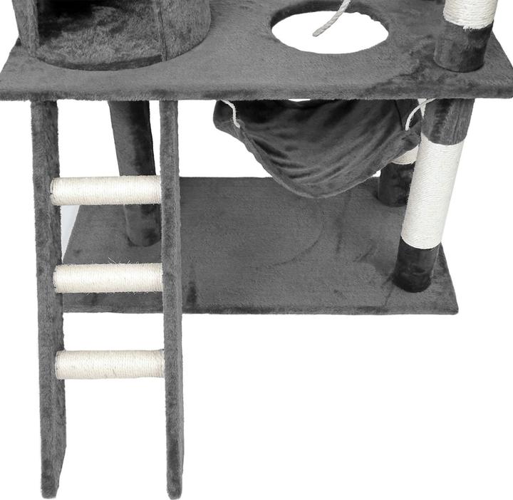 Actual product image Wiltec Cat Tree Grey Sisal 141cm Scratching Post Climbing Tree Cats Play (141 cm, Grey)