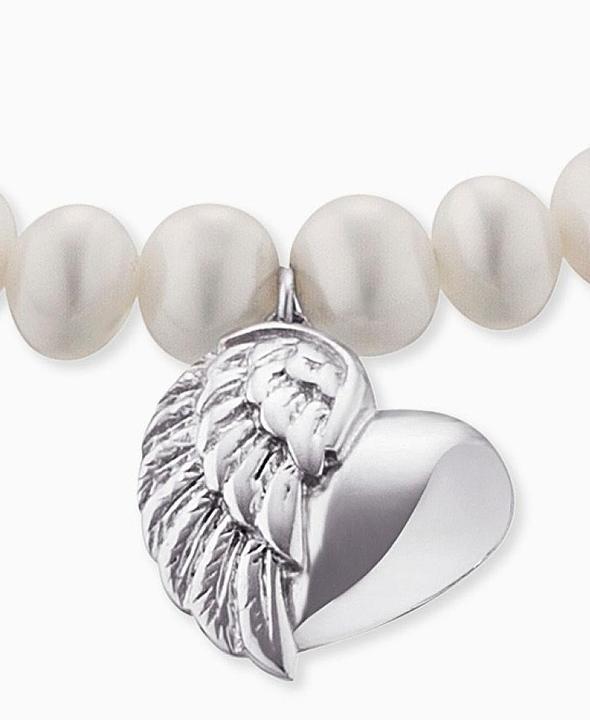 Actual product image Engelsrufer Pearl bracelet Heart with angel wings ERB-HEARTWINGPE (L) (17 cm, Perle, Silver rhodium-plated)
