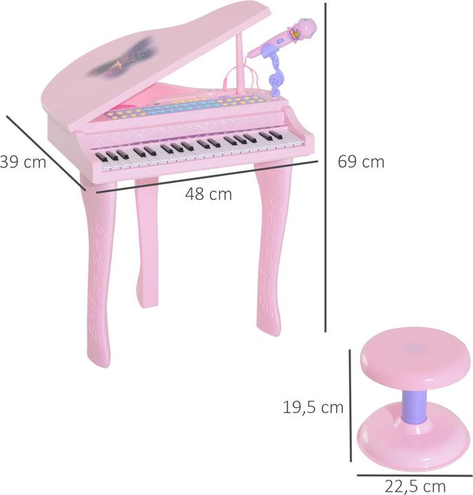Immagine prodotto Homcom Pianoforte per bambini con sgabello (Inglese)