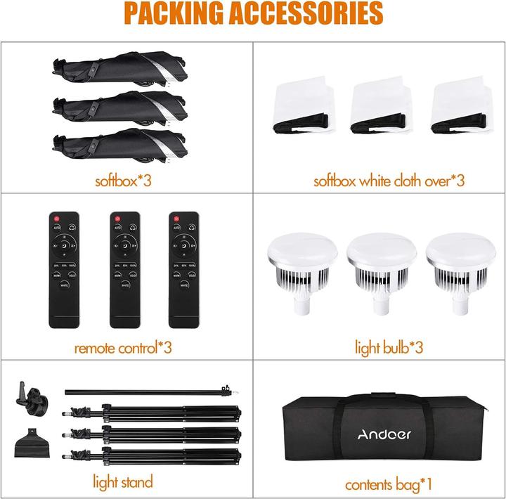 Actual product image Andoer Softbox lighting set 85 W (Soft boxes)