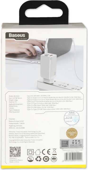 Image du produit Baseus Chargeur pour ordinateur portable GaN (65 W)