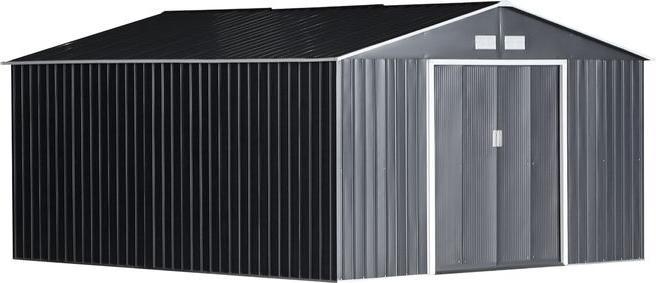 Swisshandel24 Abri de jardin avec fondations Abri de jardin Abri de jardin en métal gris charbon 340 x 386 x 200