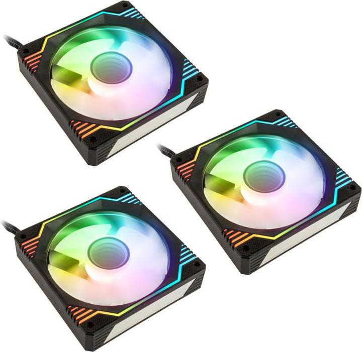 Actual product image Kolink Umbra X 120mm ARGB High Performance PWM Fan Triple Pack - Black (120 mm, 3 x)