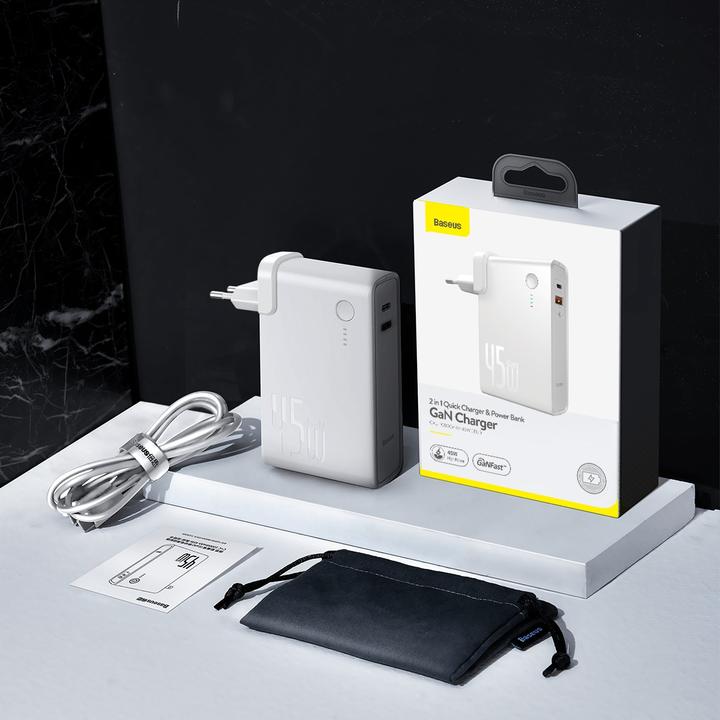 Image du produit Baseus Chargeur 2en1 GaN + Powerbank (10000 mAh, 45 W)