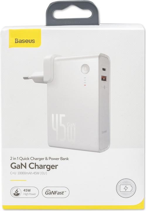 Image du produit Baseus Chargeur 2en1 GaN + Powerbank (10000 mAh, 45 W)