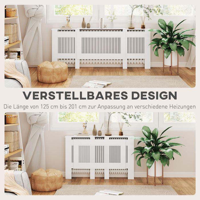 Image du produit Swisshandel24 Heizkörperverkleidung ausziehbar Heizkörperabdeckung mit Ablage, Lamellen Weiss