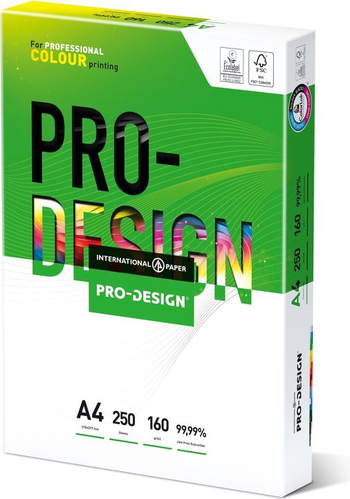 Produktbild Prodesign Inapa Tecno Color Laser Kopierpapier, A4, 160g/m2, 250 Blatt (160 g/m², 250 x, A4)