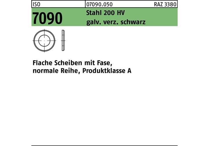 Actual product image Washer ISO 7090 w.chamfer 6 steel 200 HV galvanised black