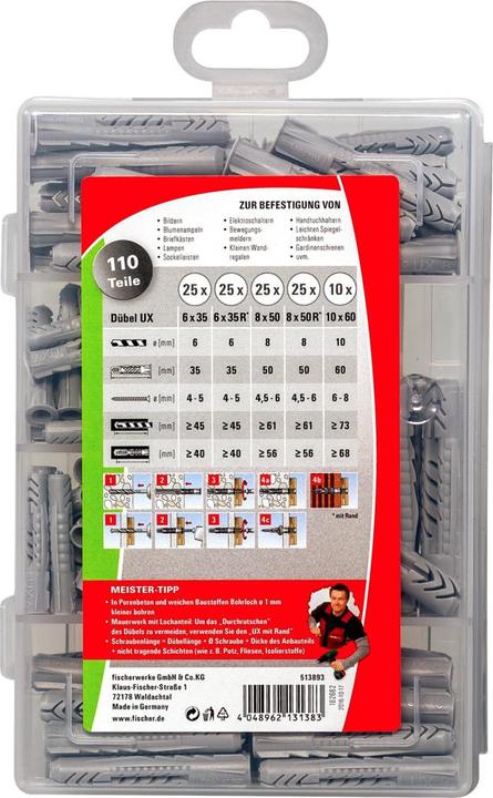 Image du produit Fischer Assortiment de chevilles Meister-Box UX/ (110 pcs)