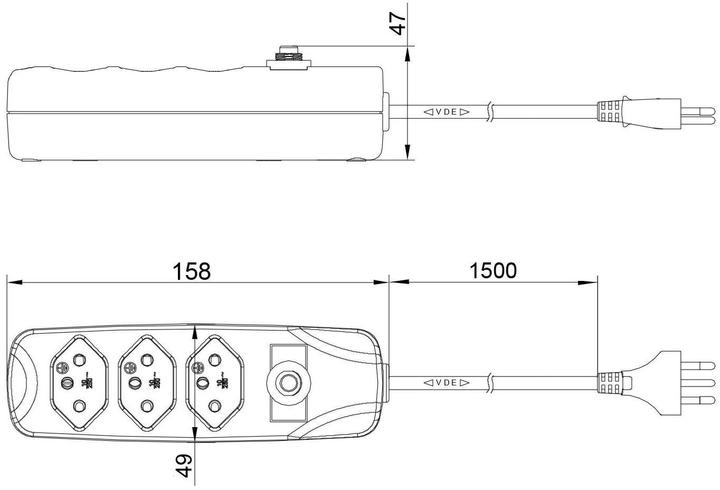 Image du produit Furber Bande de connecteurs d'alimentation 3xT13 (3 x, Type 13, 1.50 m)