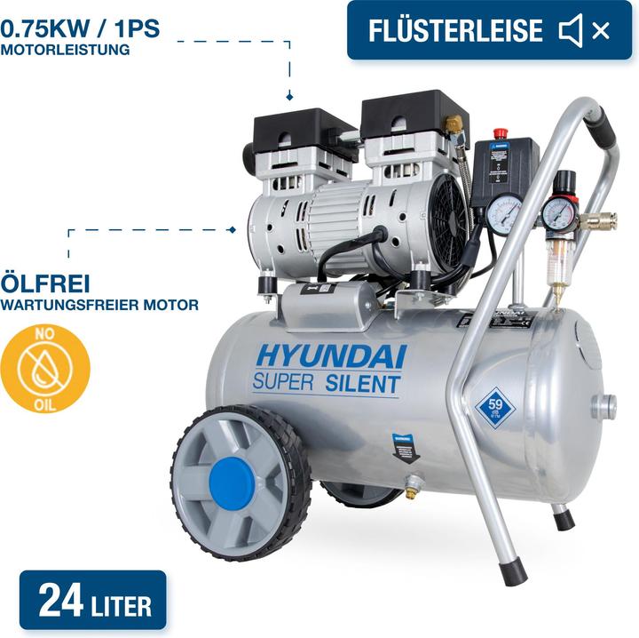 Produktbild Hyundai Silent Kompressor SAC55752 (8 Bar, 24 l)