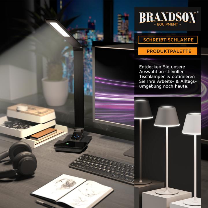Actual product image Brandson Schreibtischlampe Metall-Design, USB Ladeanschluss, kabelloses Laden wireless Charging, Dimmfunktion (500 lm)
