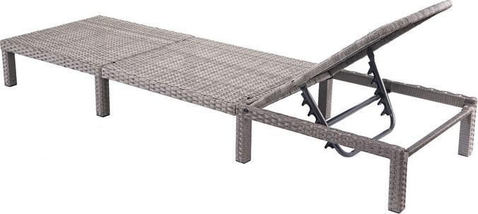 Produktbild Swisshandel24 Poly-Rattan Sonnenliege, Relaxliege Gartenliege Liege - Basic grau, Kissen dunkelgrau (198 cm)