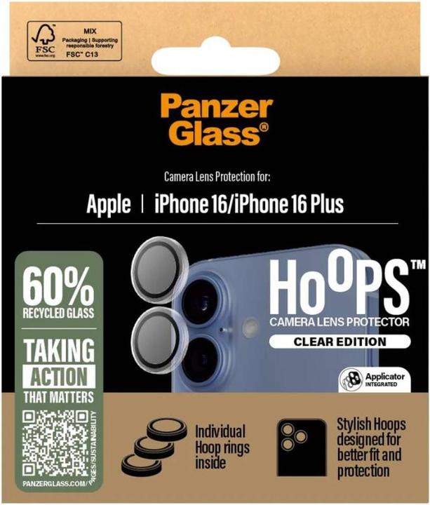 Produktbild PanzerGlass Hoops Transparent Lens Protector iPhone '24 6.1"/ 6.7" (1 Stück, Apple iPhone 16 Plus)