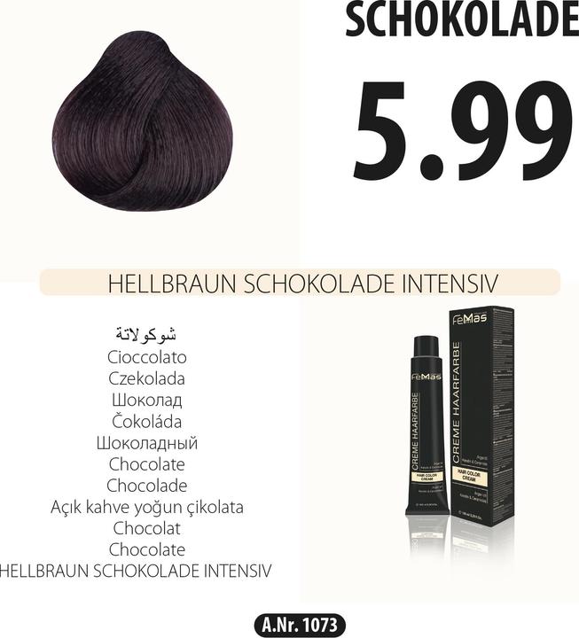 FemMas 5.89) Haarfarbe Hellbraun Amber Schokolade 100ml (Hellbraun Amber Schokolade 100ml)