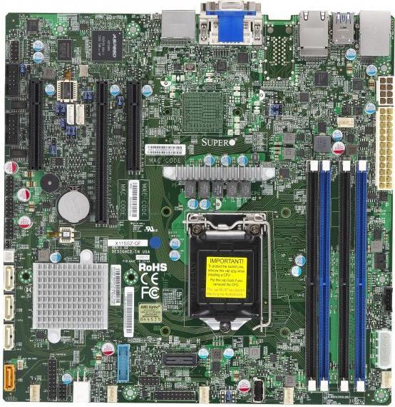 Image du produit Supermicro X11SSZ-QF : LGA1151, Intel i5/i7 (LGA 1151, Intel Q170 Express, mATX)