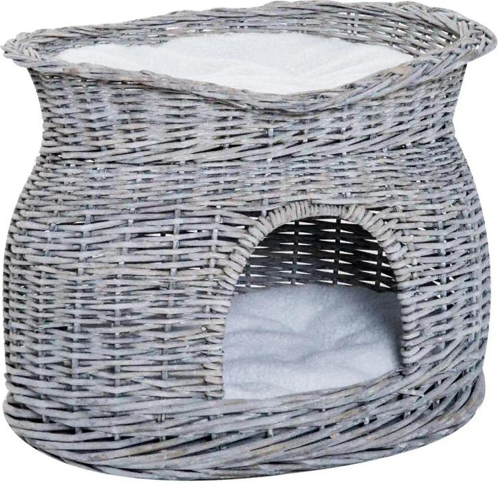 Swisshandel24 Rattan cat basket Cat hut with cushions Cat cave Cat house with reclining roof Pet bed made of water (Cat)