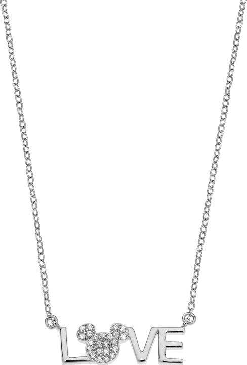 Productafbeelding Disney Ketting Mickey Mouse LOVE, 925 Sterling Zilver (925 zilver, 35 - 40,5 cm)