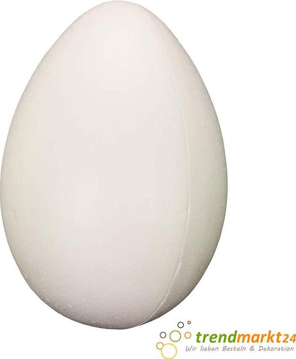 Produktbild trendmarkt24 Styroporei 1 Stück teilbar zum Befüllen weiss ca. 21 cm Osterei aus 2 Hälften (1 x)
