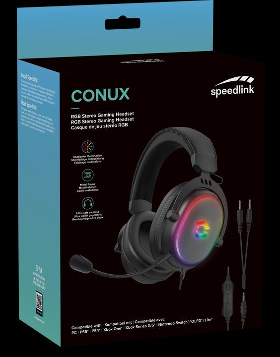 Produktbild Speedlink CONUX RGB Stereo Gaming Headset - for PC/PS5/PS4/Xbox Series X/S/Switch/OLED/Lite, black (Kabelgebunden)