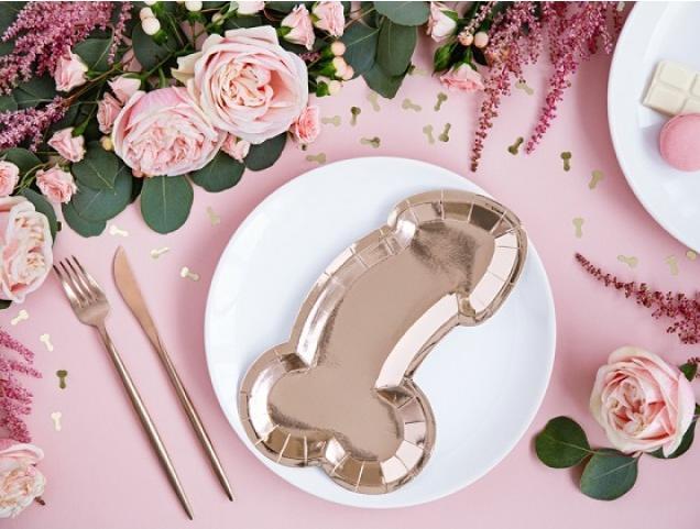 Image du produit Partydeco Assiette de fête Same Penis forever en or rose