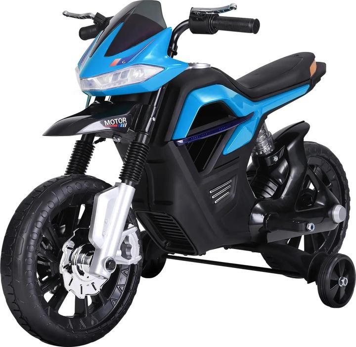 Actual product image Homcom Children's electric motorbike 3-6 years with training wheels max. 3 km/h Metal + plastic Blue