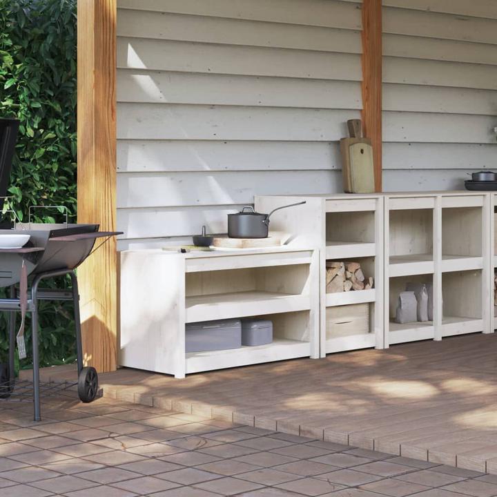 VidaXL Outdoor-Küchenschränke 2 Stk. Weiss Massivholz