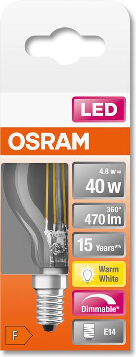 Produktbild Osram Led Retrofit Classic P (E14, 40 W, 470 lm, 1 x, F)