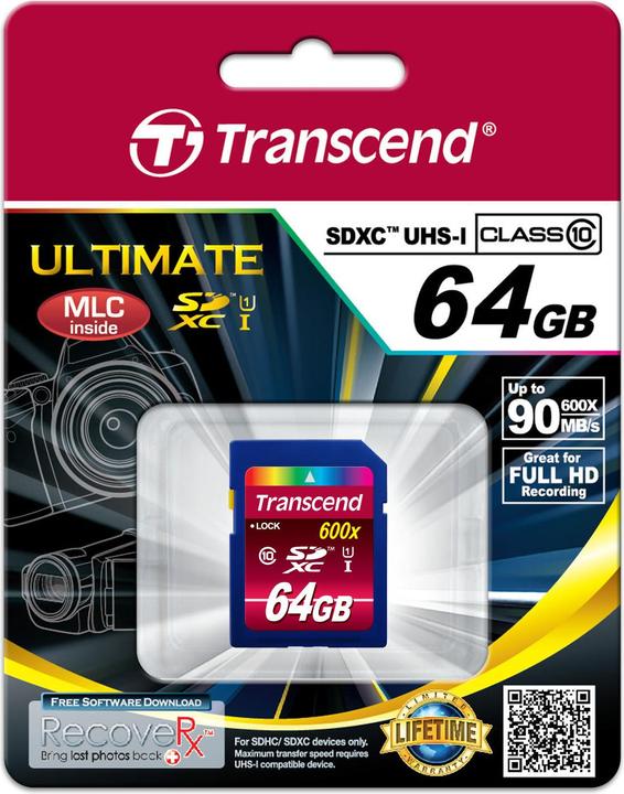 Produktbild Transcend SDXC Ultimate 600x (64 GB, SDXC, U1, UHS-I)