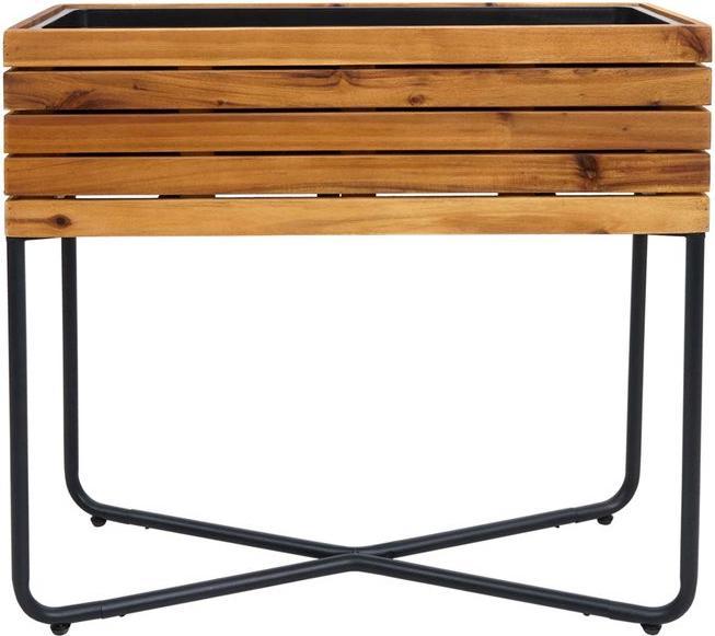Actual product image Mendler Planter box HWC-L25, rectangular 60x62x22cm outdoor steel acacia, brown (62 cm)