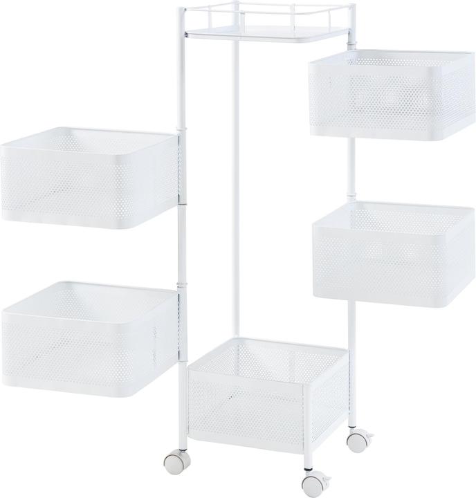 En.Casa Rollwagen Sunndal mit 5 Ebenen 94,5x27x27cm Weiss