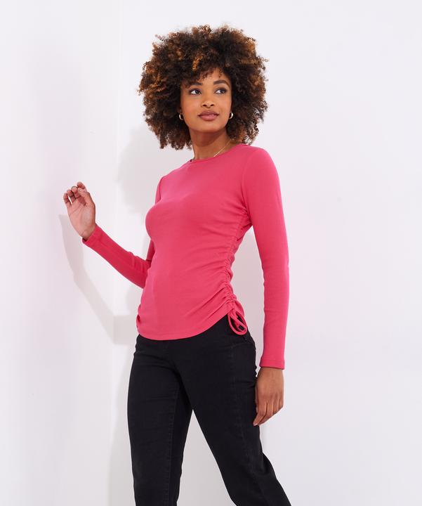 Actual product image Joe Browns Rouched Tie Side Ribbed Long Sleeve Top (38)
