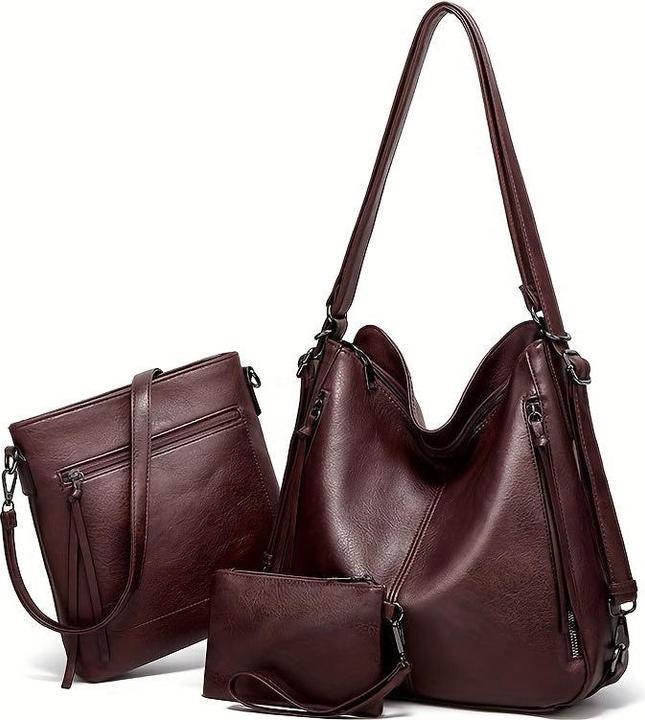 Actual product image Only-Bags.Store 3 pieces/set Vintage top handle Hobo Bg, retro shoulder bag with large capacity, casual
