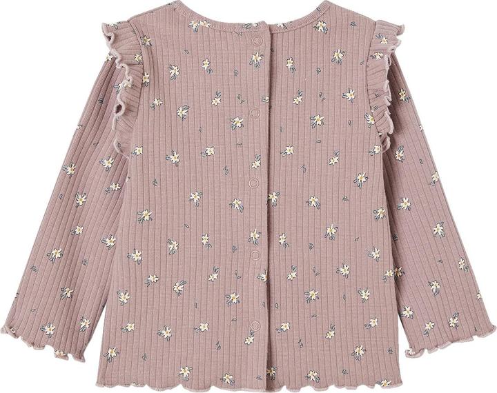 Produktbild Vertbaudet Geripptes Mädchen Baby Shirt mit Volantärmeln, Bio-Baumwolle (62)