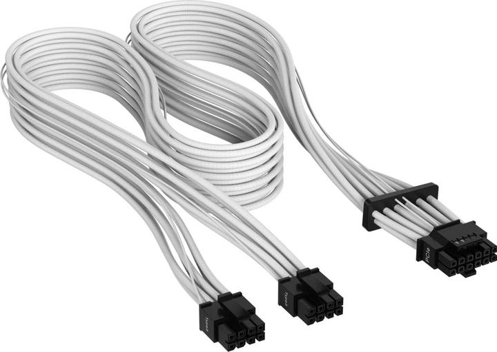 Actual product image Corsair Premium Individually Sleeved 12+4pin PCIe Gen 5 12VHPWR 600W cable, Type 5 (Generation 5), WHITE