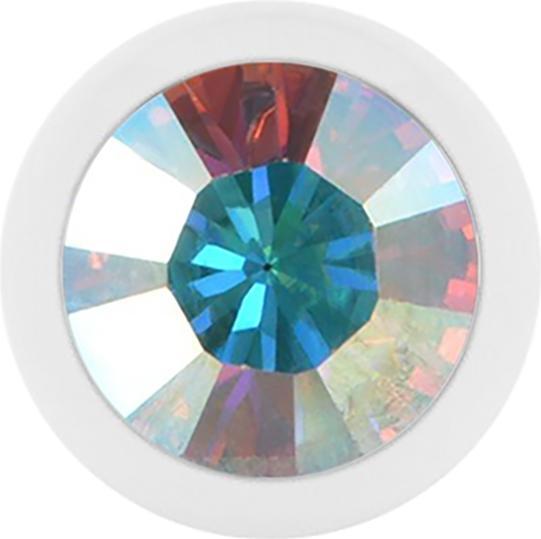 Produktbild Star Piercing Micro Kugel Pure White mit Swarovski multicolor (ohne Messing, Chirurgenstahl 316L)