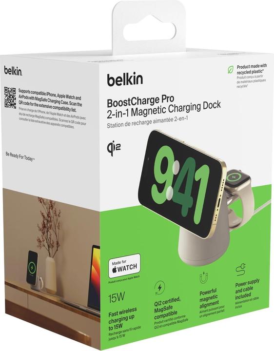 Produktbild Belkin BOOST Charge PRO 15W mag. Lad.Qi2 2in1 sand WIZ027vfH37 (15 W)