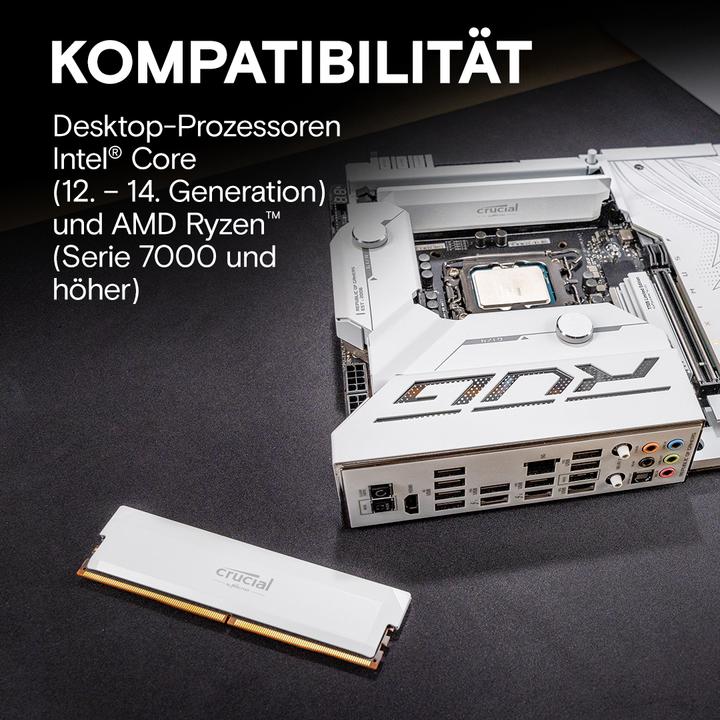 Actual product image Crucial Pro DDR5-6000 Kit 32GB 2x16GB UDIMM white Overclocking (2 x 16GB, 6000 MHz, DDR5 RAM, U-DIMM)