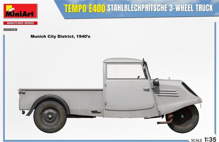 Produktbild 1:35 Tempo E400 Stahlblechpritsche 3-Rad