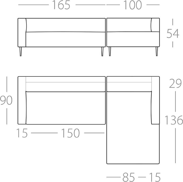 Produktbild Sophisticated Living Kona Sofa mit Longchair rechts (Ecksofa)