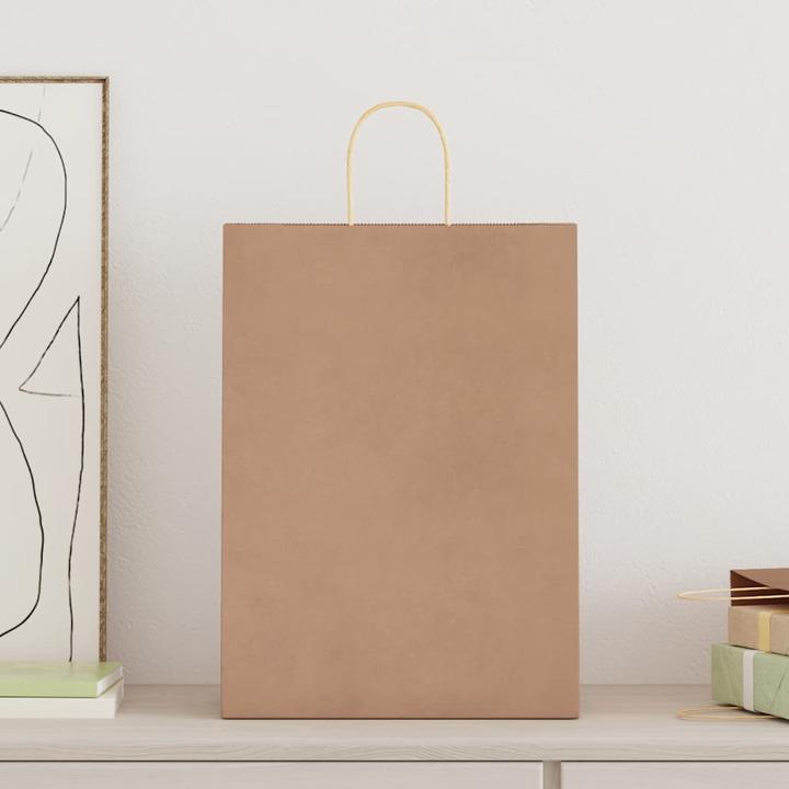 Actual product image VidaXL Kraft paper bags 250 pcs. with handle brown 32x17x44 cm paper bag (Gift bag, 250 x)