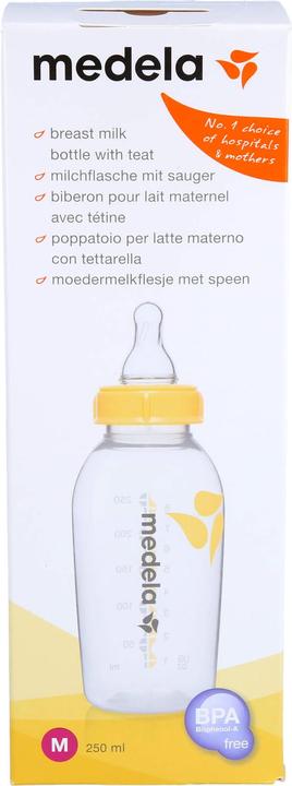 Actual product image Medela Milk bottle 250 ml with teat M (medium flow / 4 to 6 months) (250 ml)