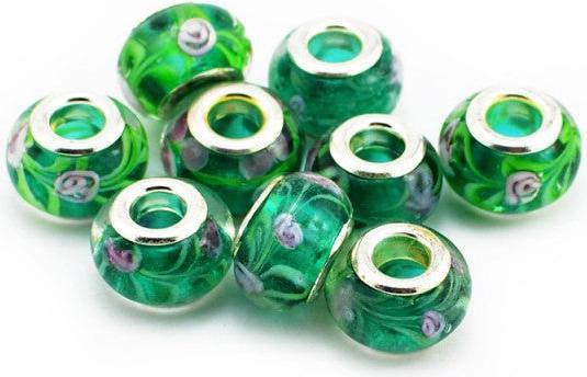 Image du produit Hermex Verre Bead Perle argenté 925 - Vert argenté (Alliage métallique et verre)