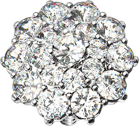 Image du produit Star Piercing Dermal Anchor argent fleur de cristal (Acier chirurgical 316L, Laiton)