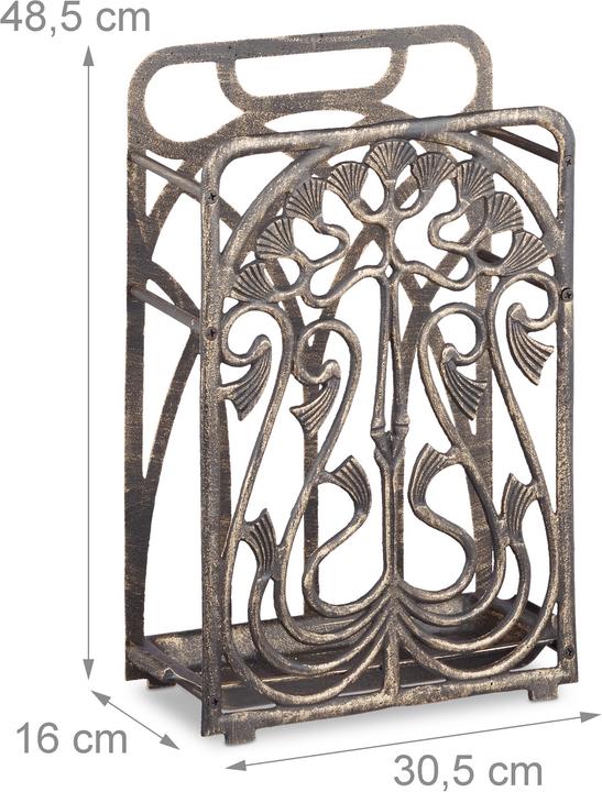 Actual product image Relaxdays Cast Iron Umbrella Stand, Rectangular (30.5 x 16 x 48.5 cm)