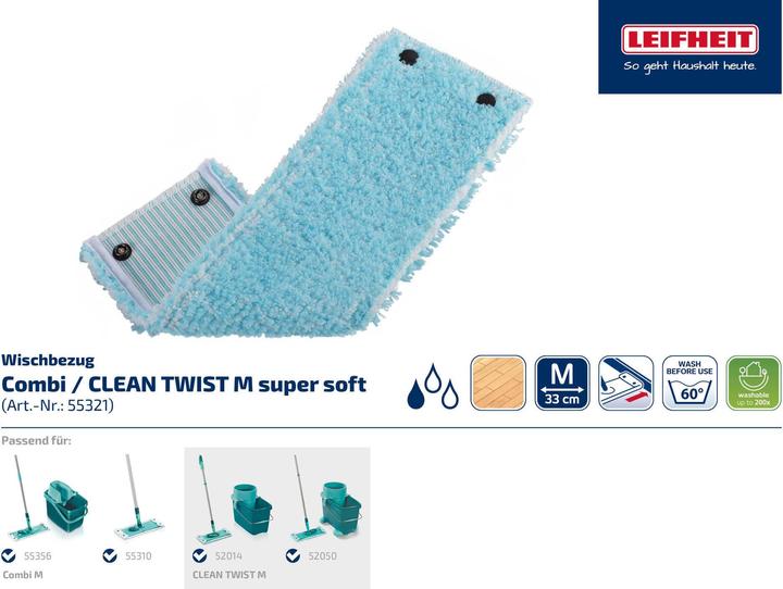 Produktbild Leifheit Wischbezug CLEAN TWIST M / Combi M super soft 2er (2 Stk.)
