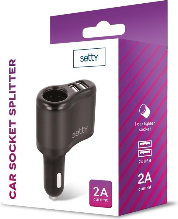 Actual product image Setty car socket splitter RGS-01 2x USB 2A