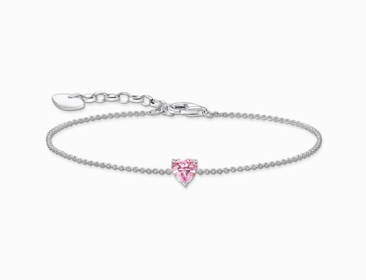 Produktbild Thomas Sabo Armband mit pinkfarbenem Zirkonia-Herz Silber (19 cm, 925er Silber)